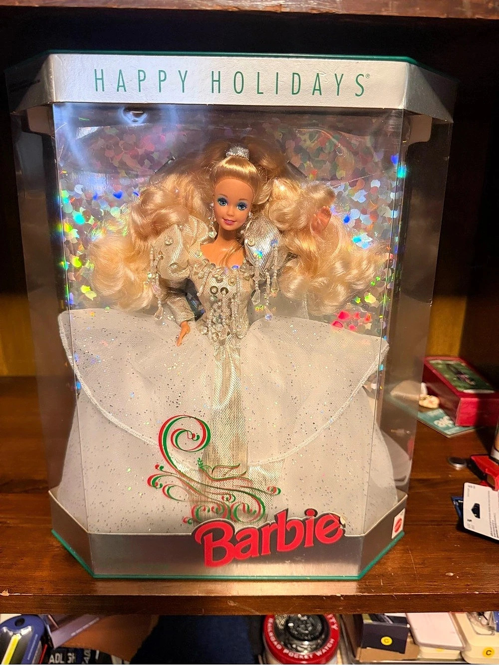 Barbie Holiday Barbie 2001 Holiday Doll in White & Pink Like New